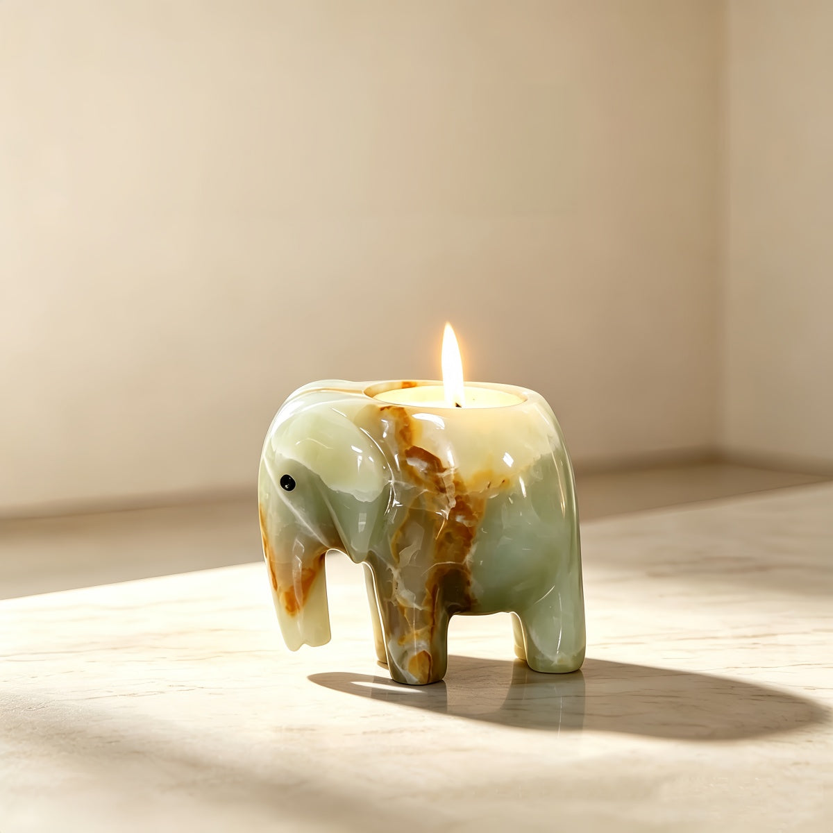 Marble Elephant Incense & Candle Holder – Decorative Tabletop Ornament