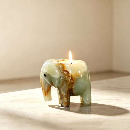 Marble Elephant Incense & Candle Holder – Decorative Tabletop Ornament