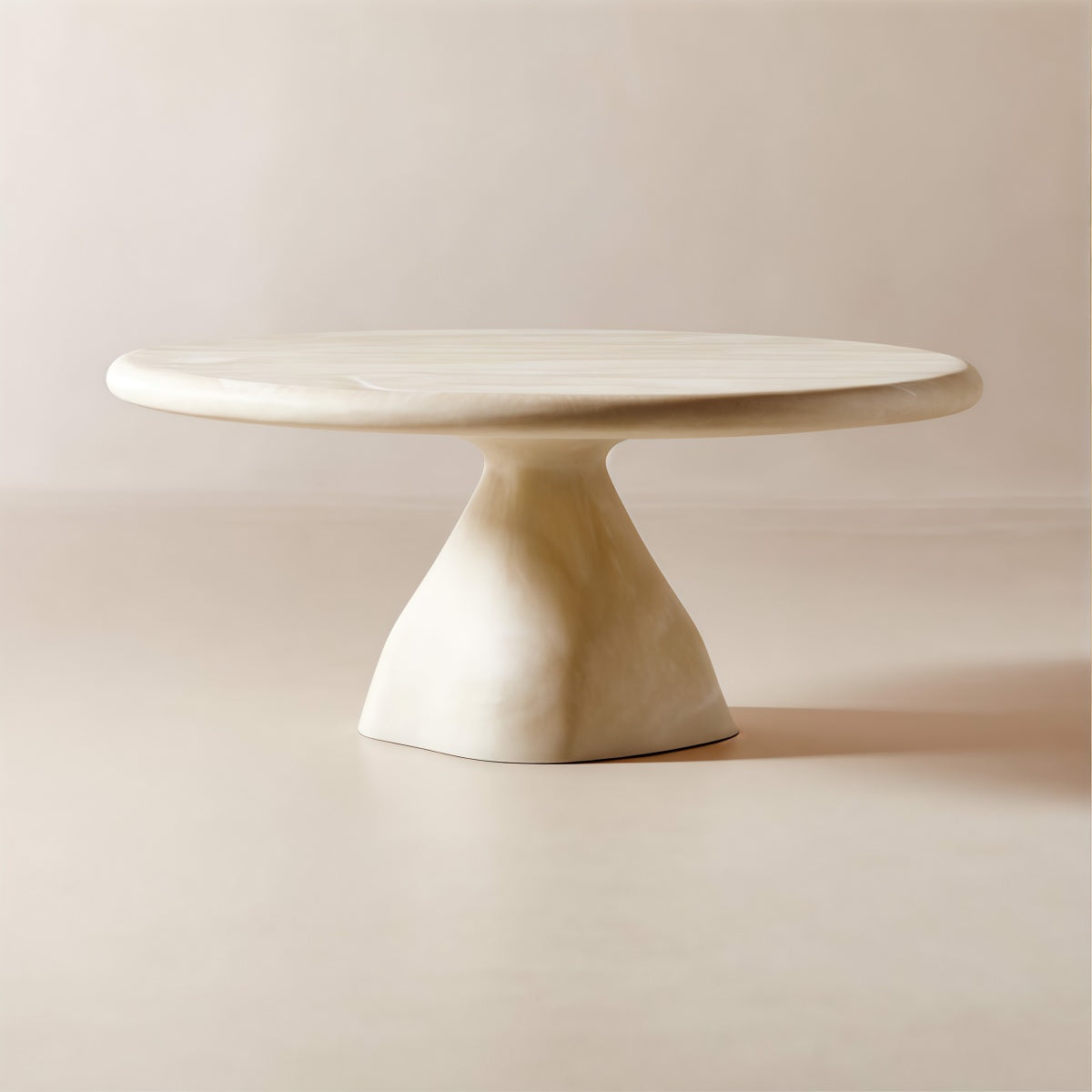 Round Coffee Table with Marble Pattern - Trendy Resin Living Room Decor