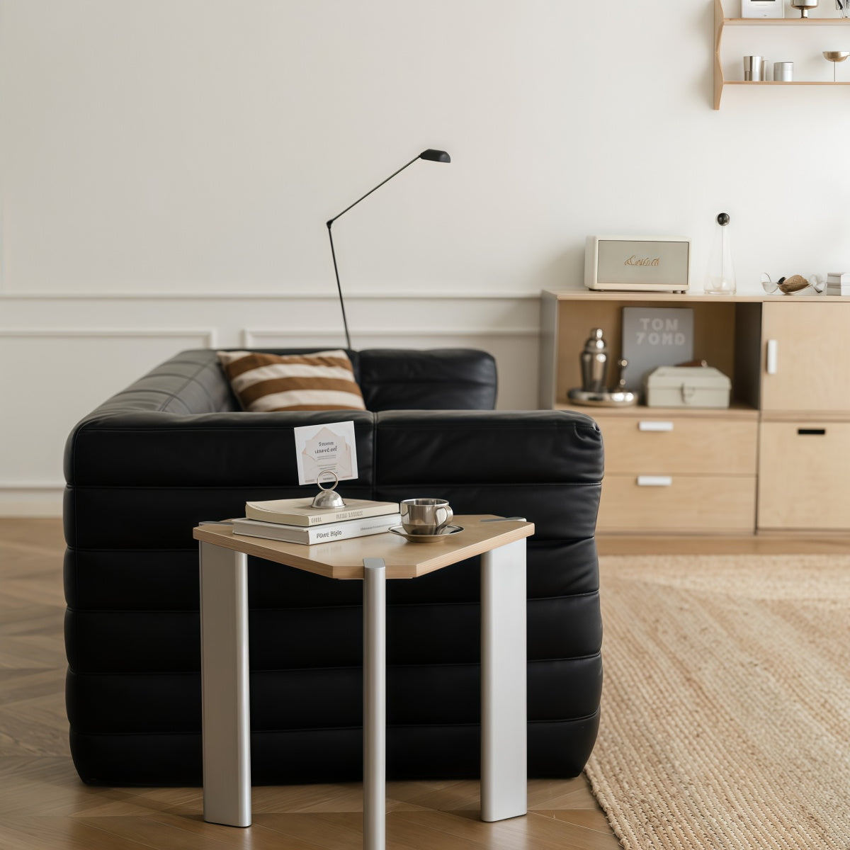 Movable Marine-grade Plywood Coffee Side Table for Small-space Sofas
