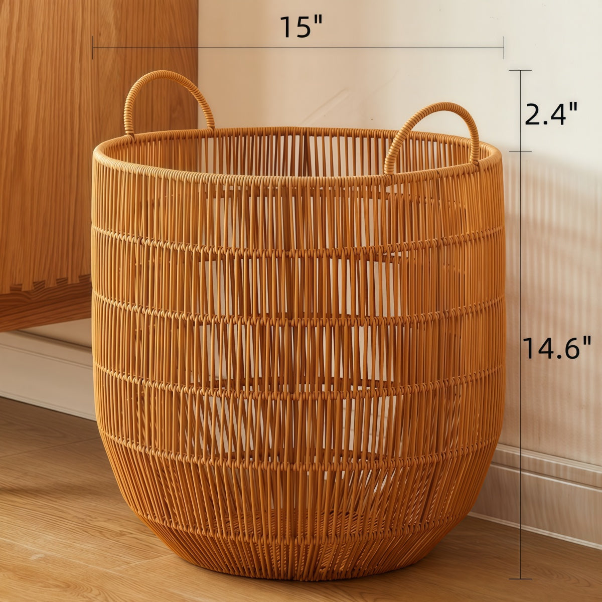 Large Laundry Basket - Durable Imitation Rattan Waterproof Laundry Basket
