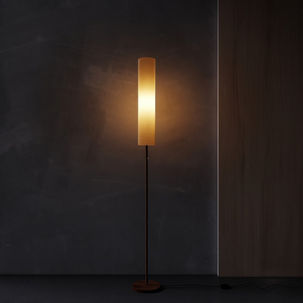 Wood Floor Lamp Vintage Solid Wood Wabi-Sabi Style Retro Decor for Living Room