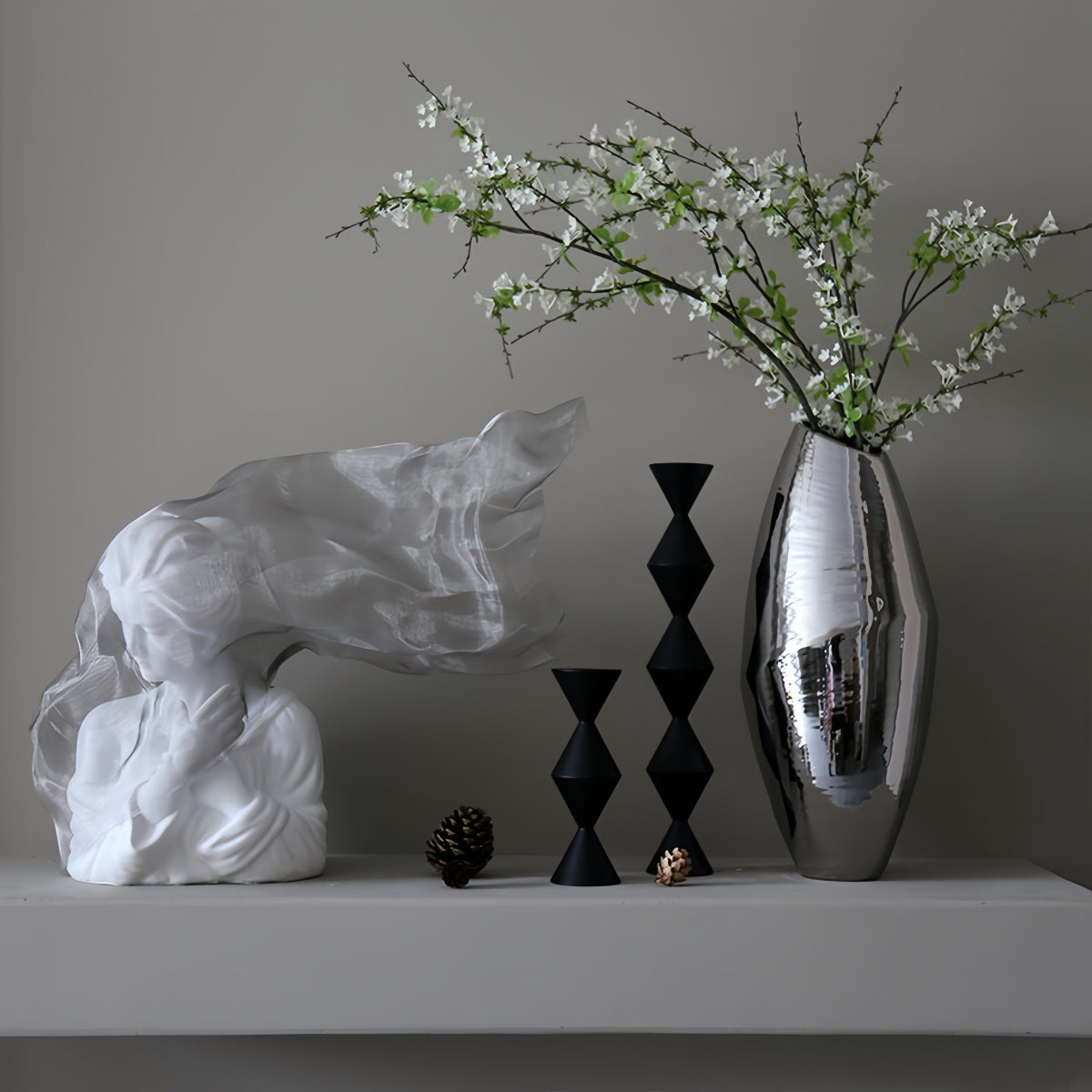 Veiled Maiden Sculpture – Art Piece for Living Room or Foyer