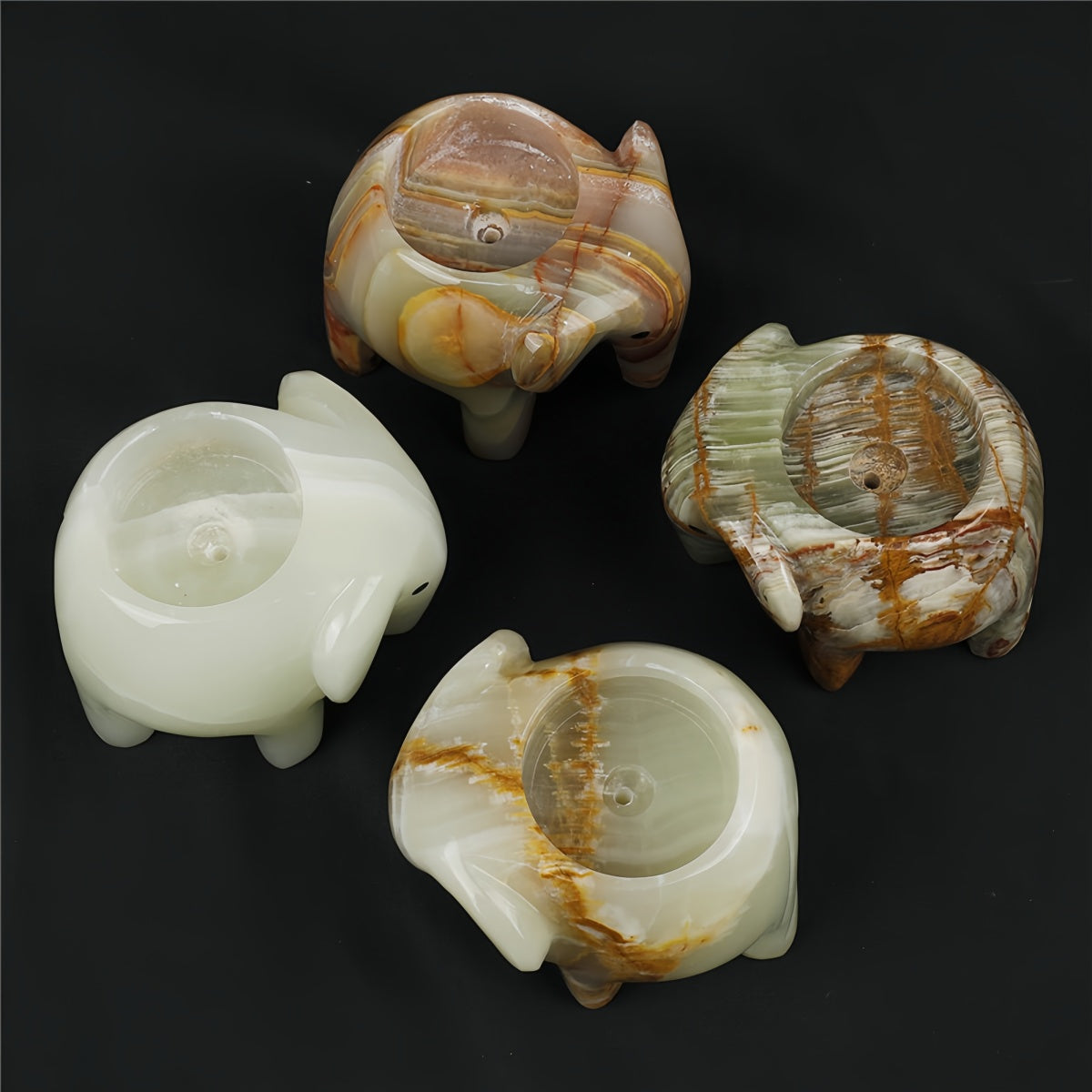 Marble Elephant Incense & Candle Holder – Decorative Tabletop Ornament