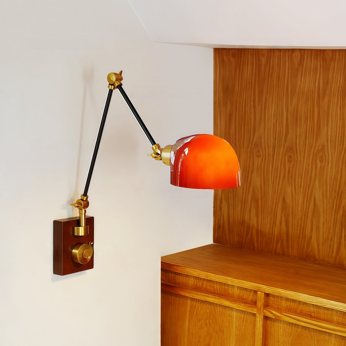 Swing Arm Wall Lamp - Vintage American Retro Style for Study & Living Room