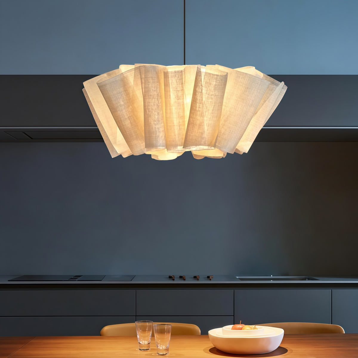 Japanese-style Nordic cream-colored rattan bedroom pendant light with warm LED glow