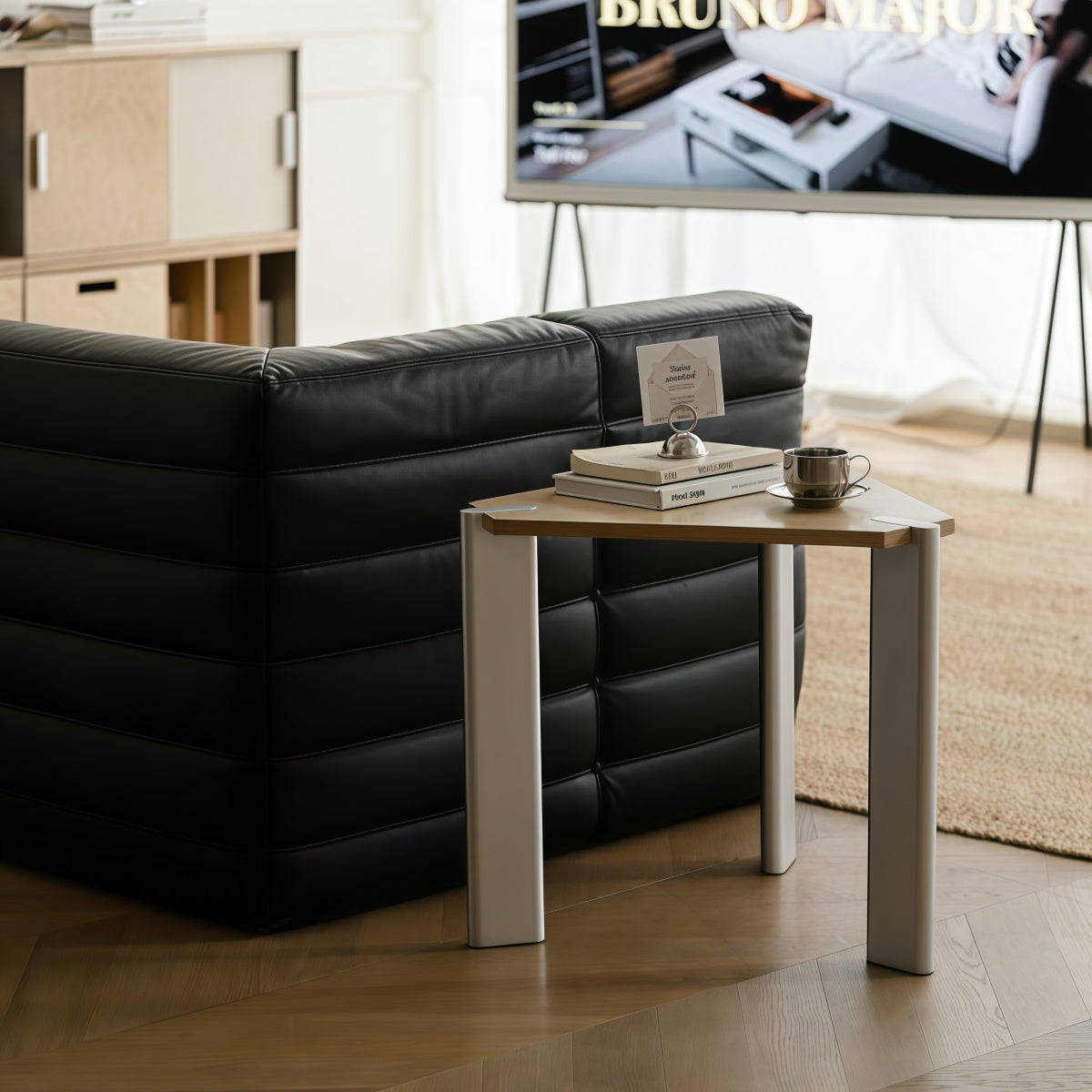 Movable Marine-grade Plywood Coffee Side Table for Small-space Sofas