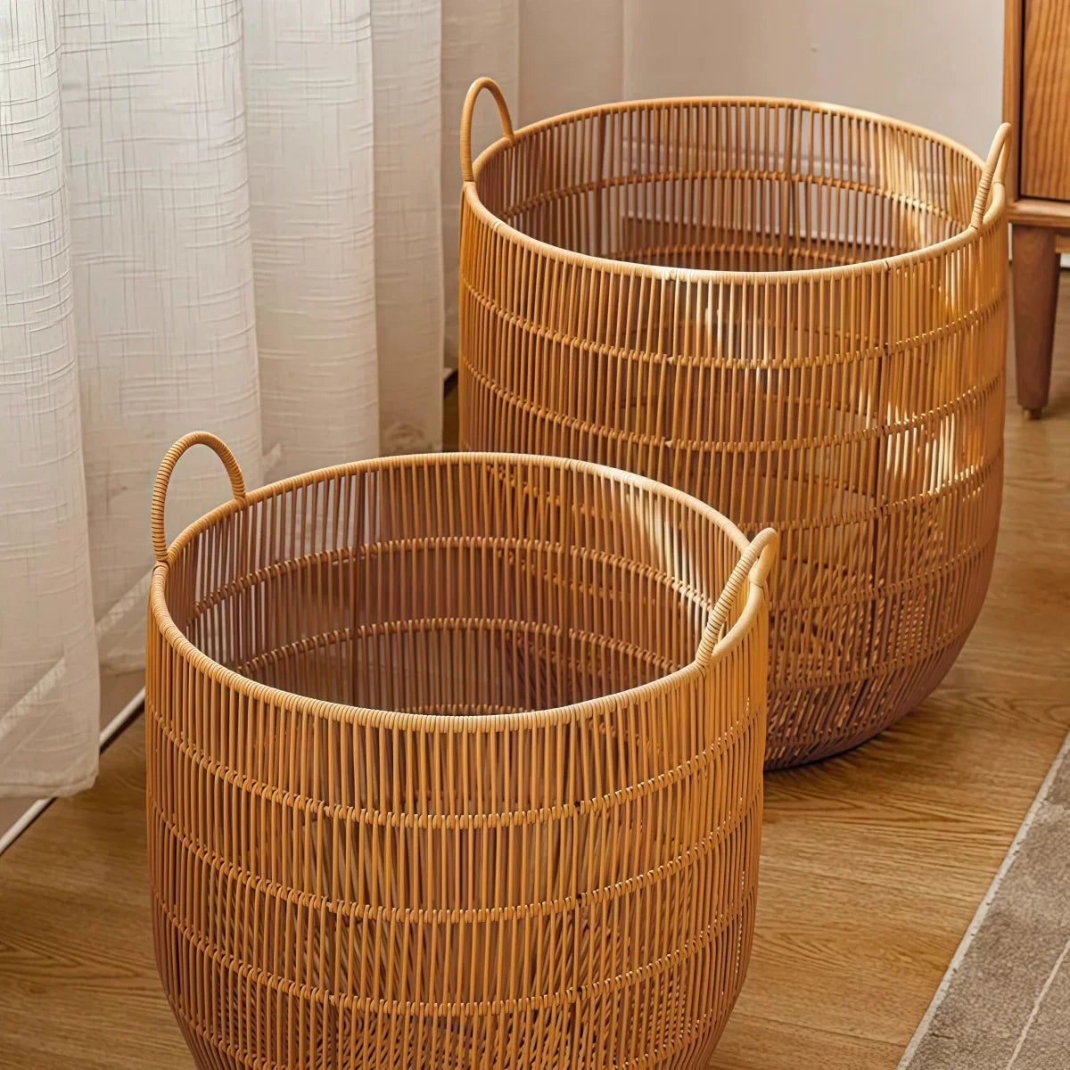 Large Laundry Basket - Durable Imitation Rattan Waterproof Laundry Basket
