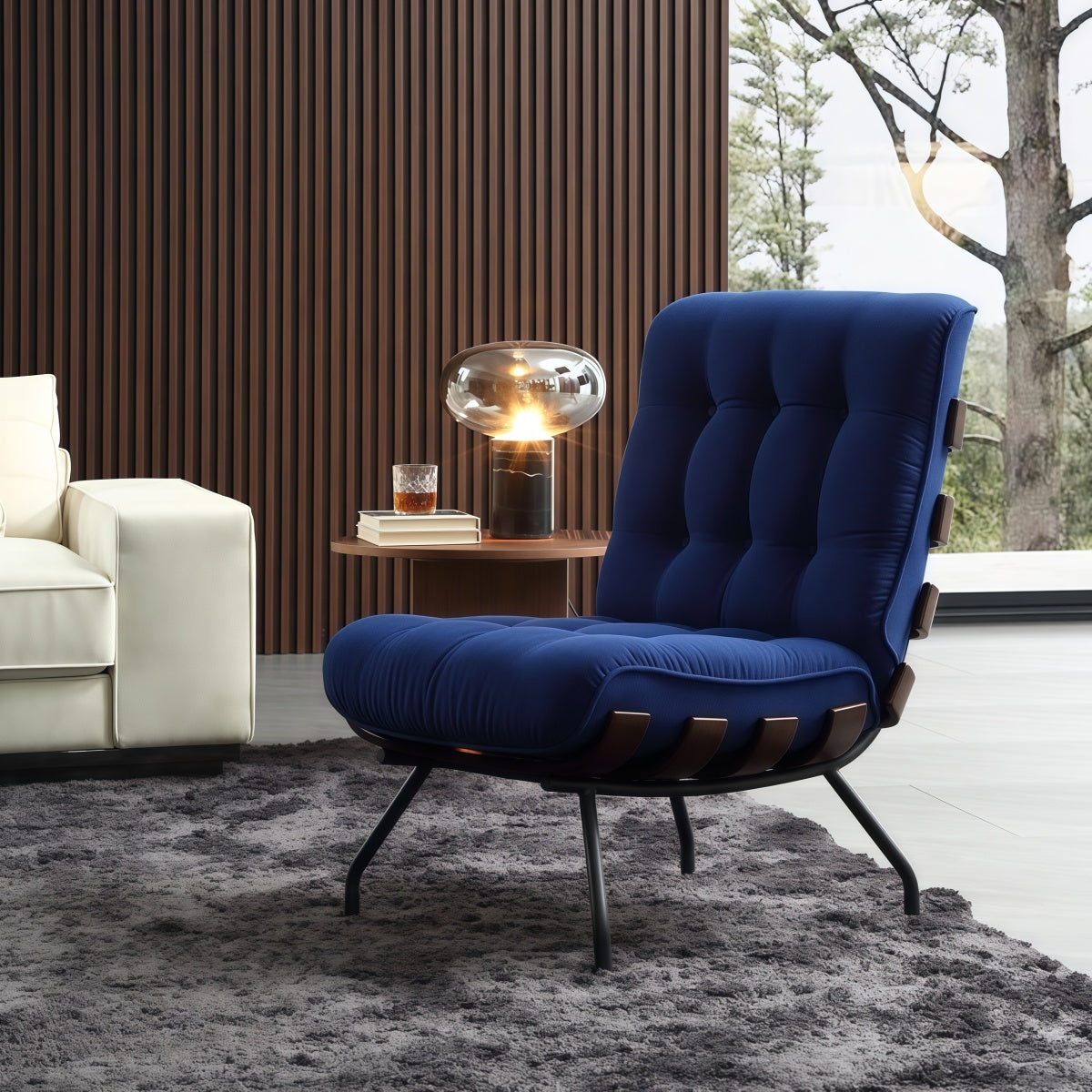 Italian Style Single Sofa Chair Home Living Room Bedroom Lounge Chair Retro Single Chair Minimalist Small Sofa
