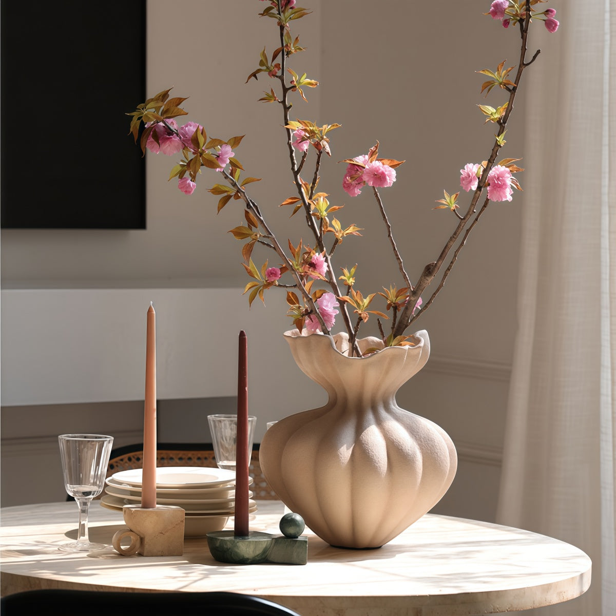 French-Style Natural Stone Candle Holder Marble Base For Scented Candles