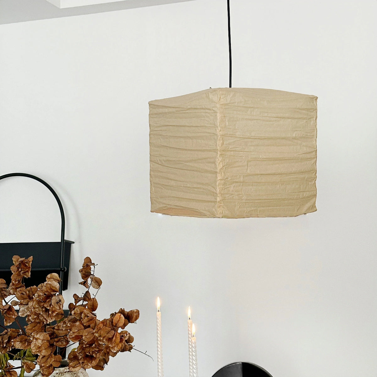 Paper Lantern Pendant Light - Japanese Vintage Wabi-Sabi Style Chandelier