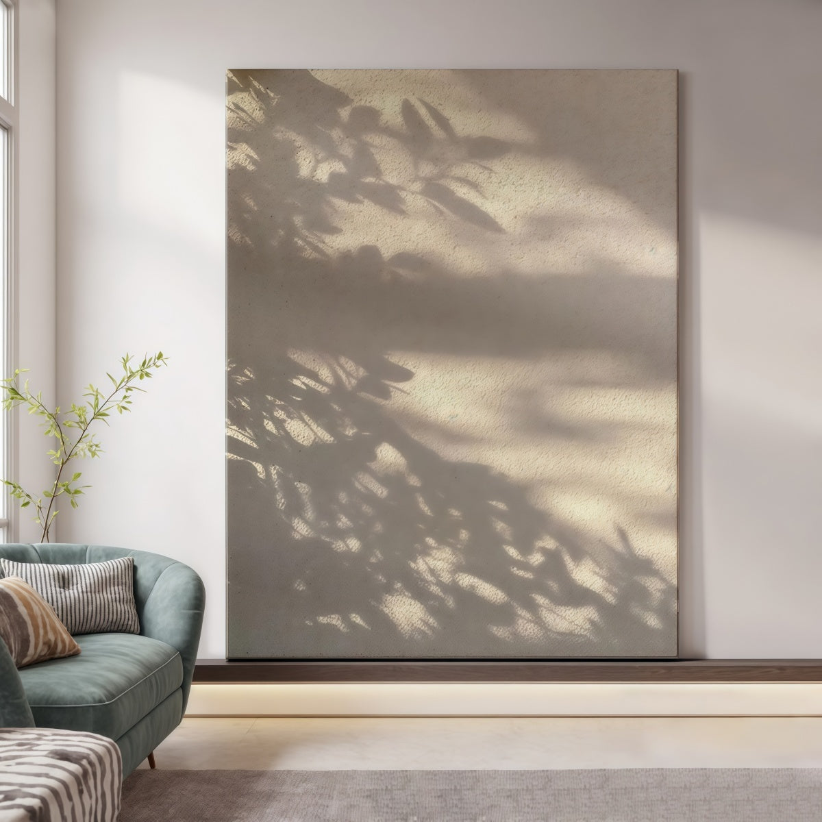 Modern Wabi-Sabi Landscape Painting With Tree Shadows Decorative Painting For Entryway Background Wall Living Room Artistic Texture Hand-Painted Oil Painting