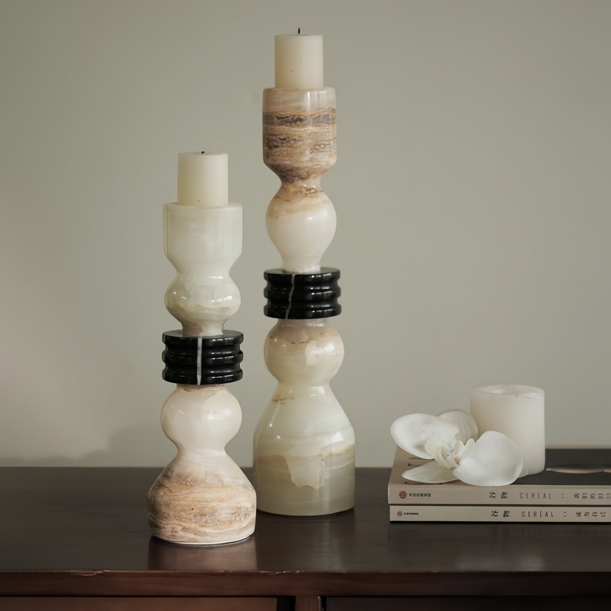 Vintage Candlestick Ornament Jade High-End Creative Living Room And Dining Table Decoration