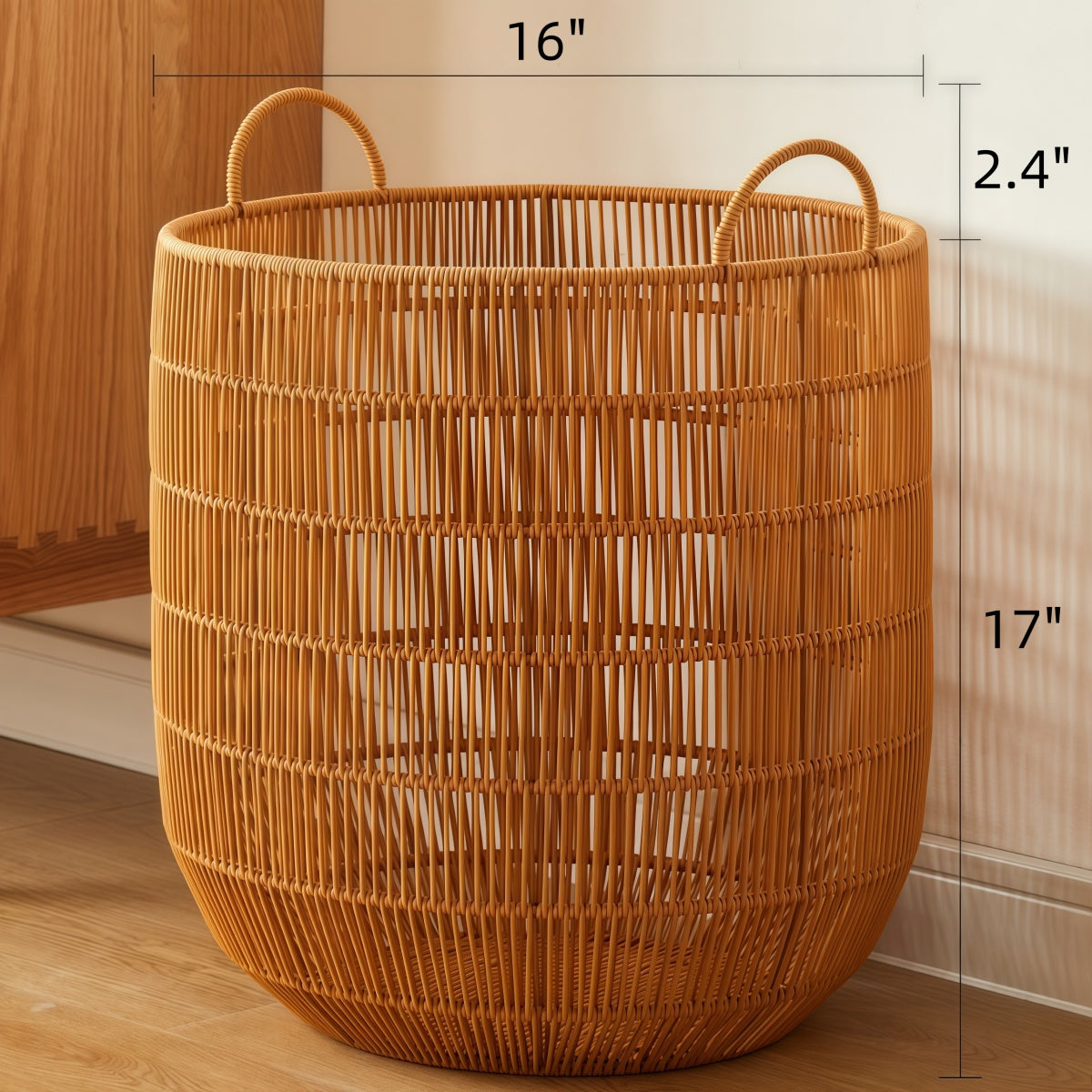 Large Laundry Basket - Durable Imitation Rattan Waterproof Laundry Basket