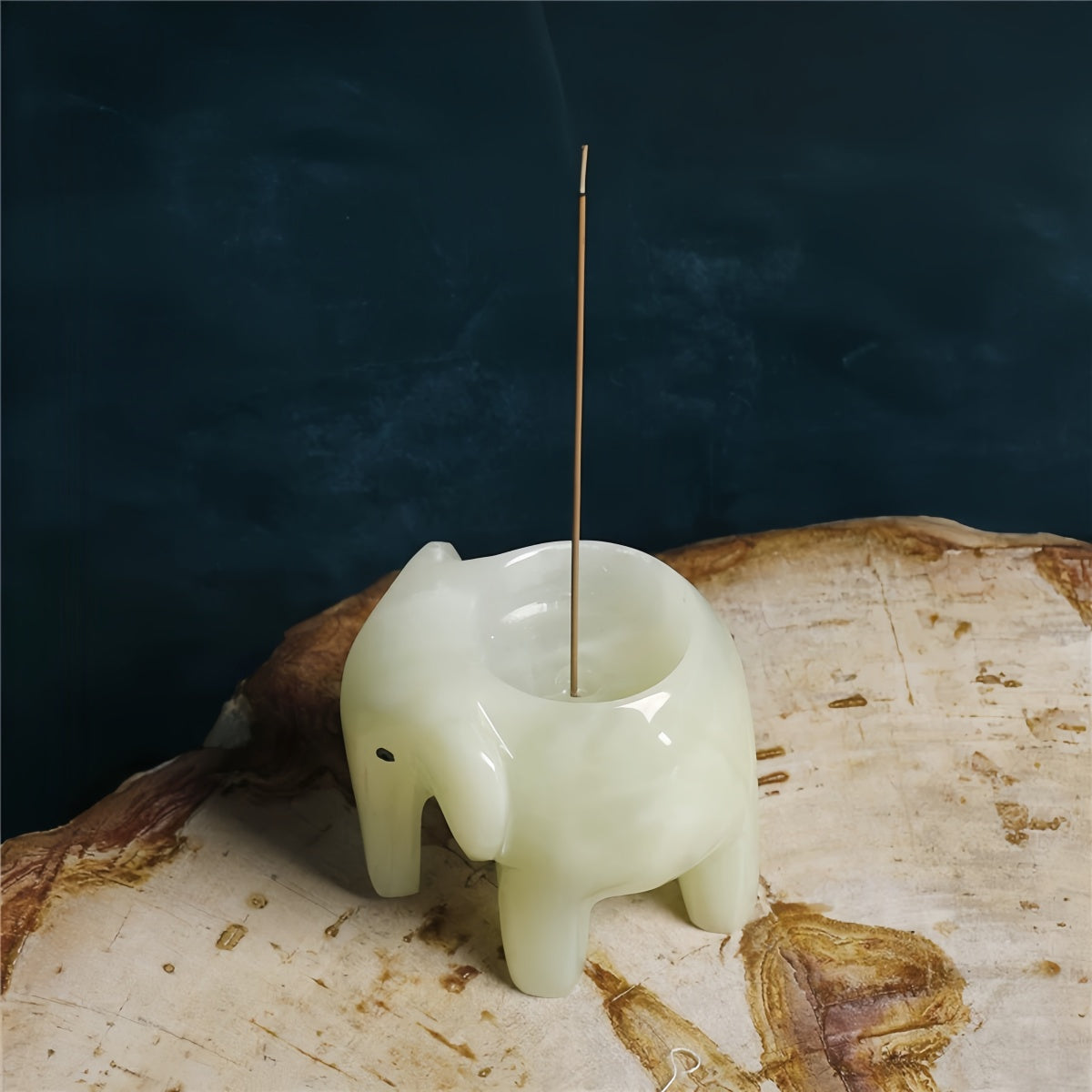 Marble Elephant Incense & Candle Holder – Decorative Tabletop Ornament