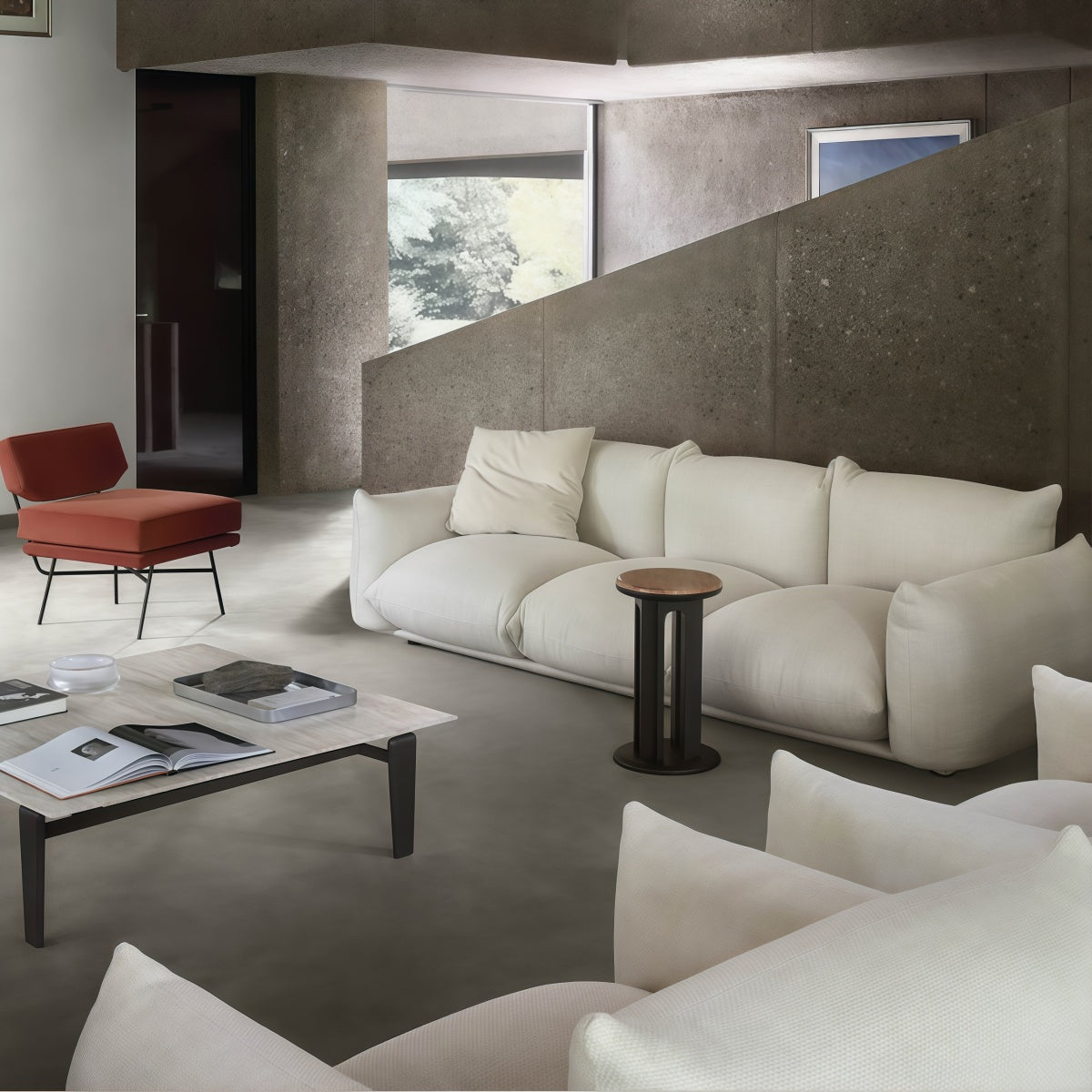 Italian Minimalist Sofa Creative Floor Sofa Cream Wabi-Sabi Style Sofa