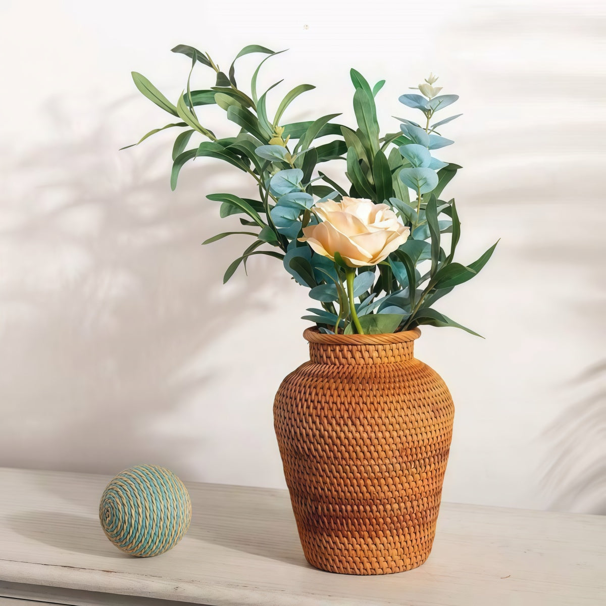 Vine woven vase handmade natural rattan flower holder for home decor