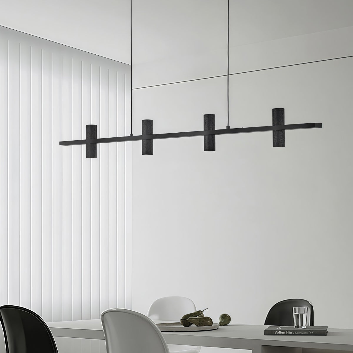 Italian Minimalist Black Travertine Pendant Light for Dining Rooms Studios Studies