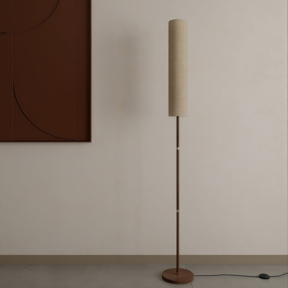 Wood Floor Lamp Vintage Solid Wood Wabi-Sabi Style Retro Decor for Living Room