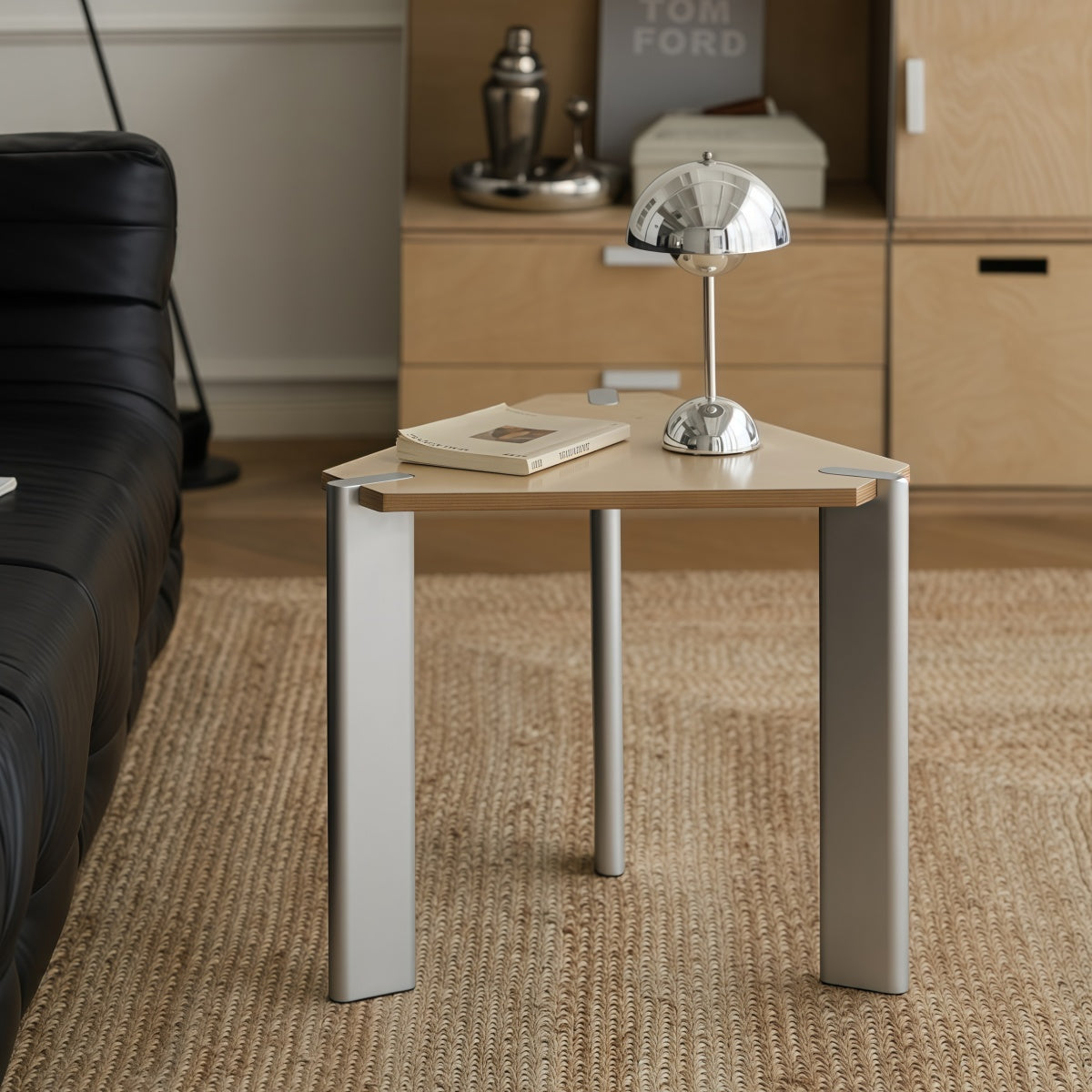 Movable Marine-grade Plywood Coffee Side Table for Small-space Sofas