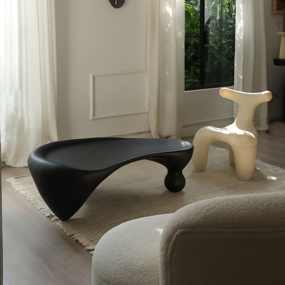 Snail-Shaped Coffee Table Wabi-Sabi Style Art Sculpture Irregularly Shaped Coffee Table Fiberglass