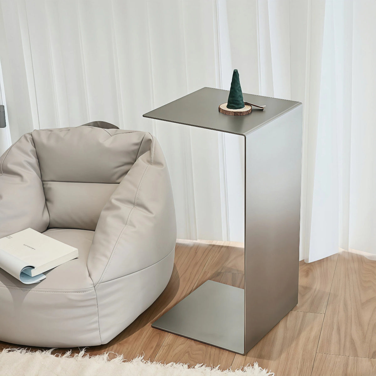 C-Shaped Side Table - Modern Stainless Steel Minimalist Coffee & Sofa Table