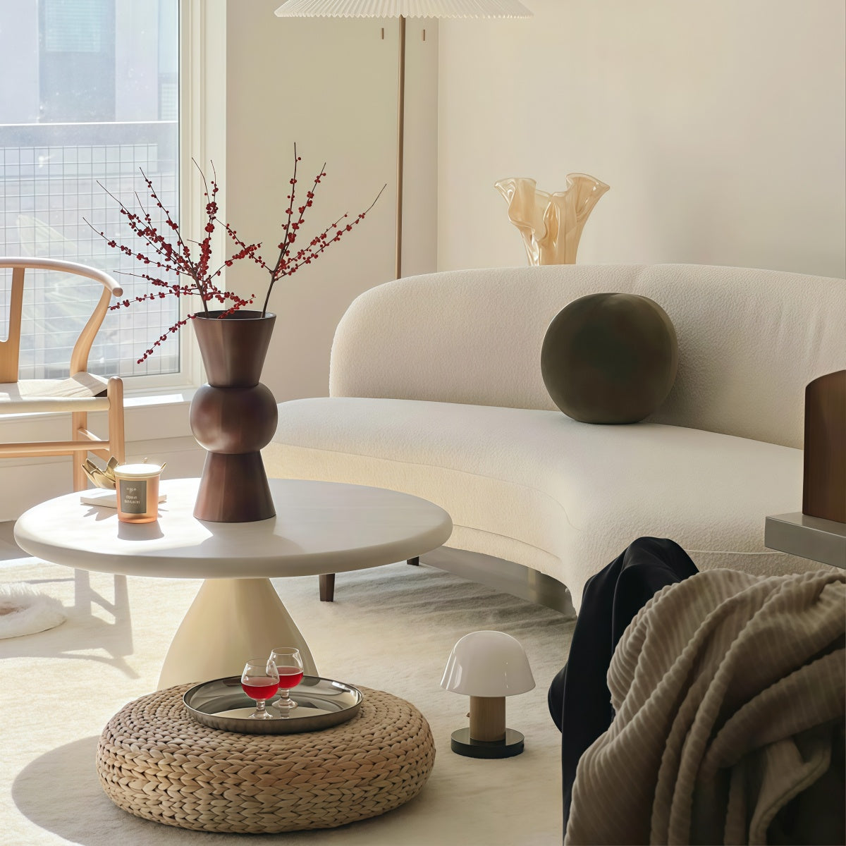 Round Coffee Table with Marble Pattern - Trendy Resin Living Room Decor