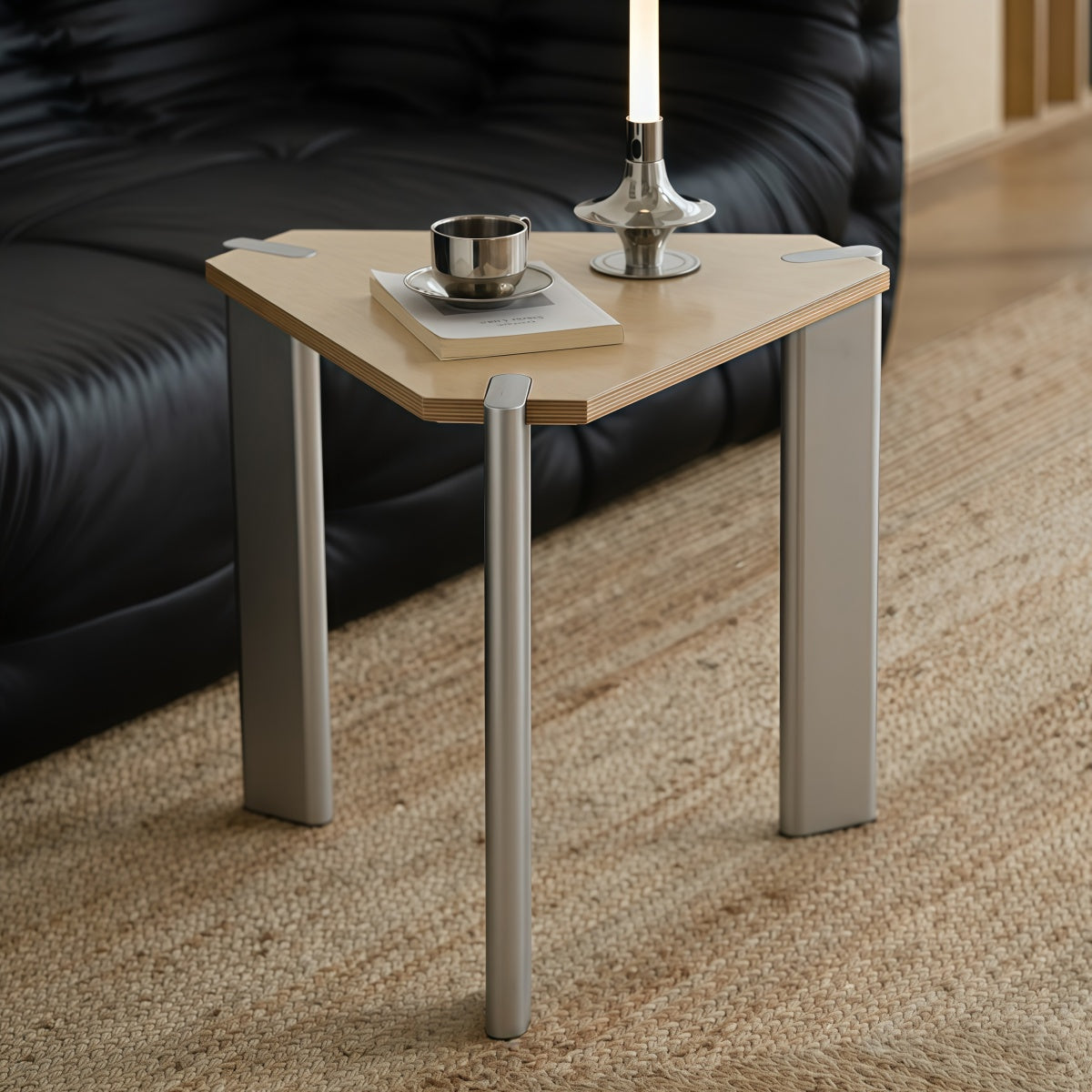 Movable Marine-grade Plywood Coffee Side Table for Small-space Sofas