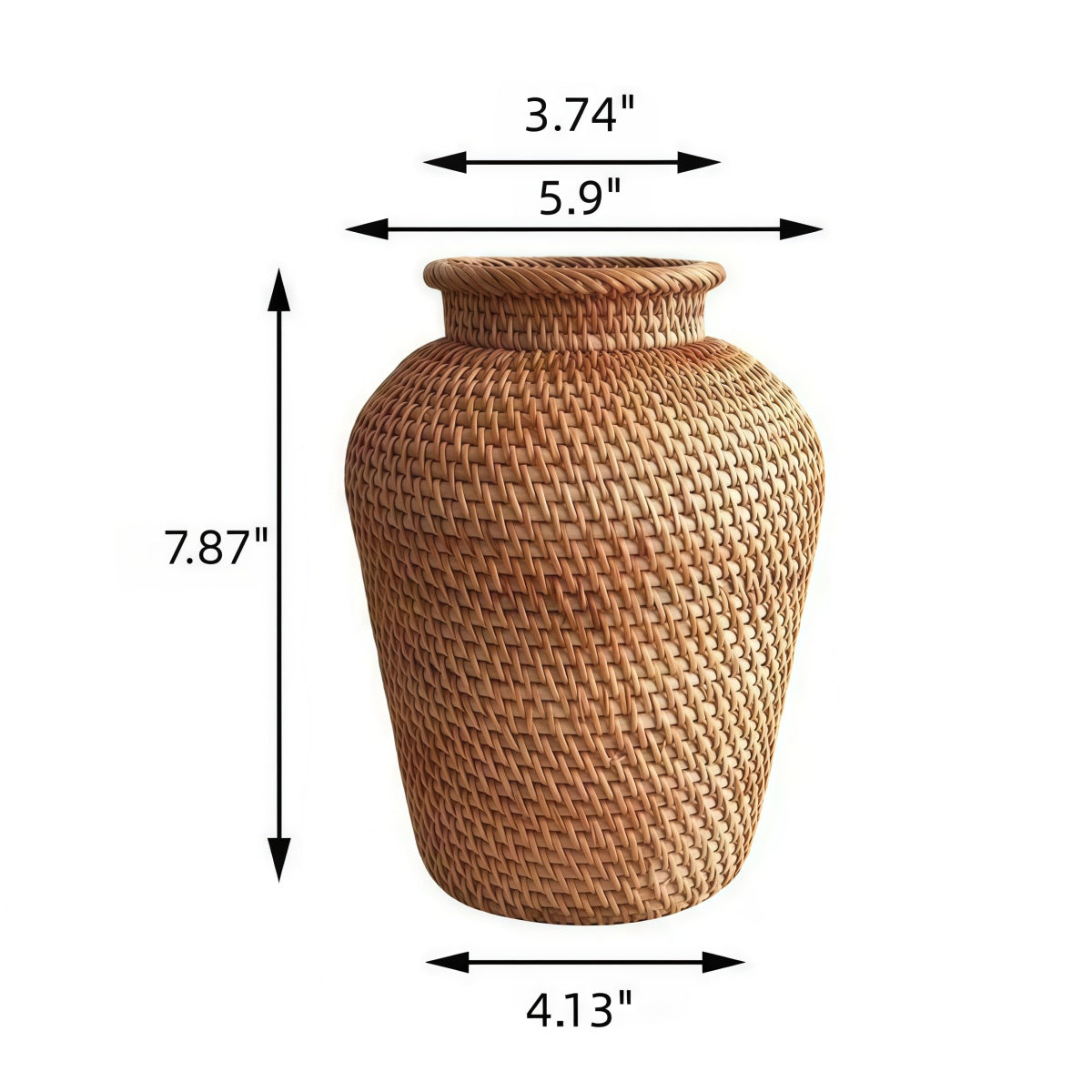 Handmade vine woven vase made of natural rattan for home decor and flower arrangement