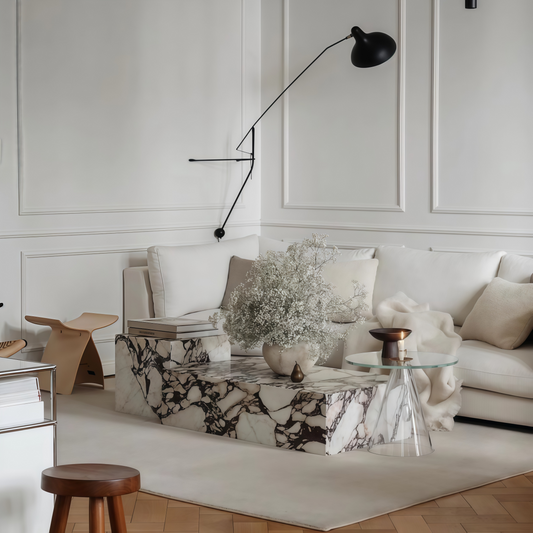 Marble Coffee Table - Vintage-Inspired Nordic Style Living Room Accent