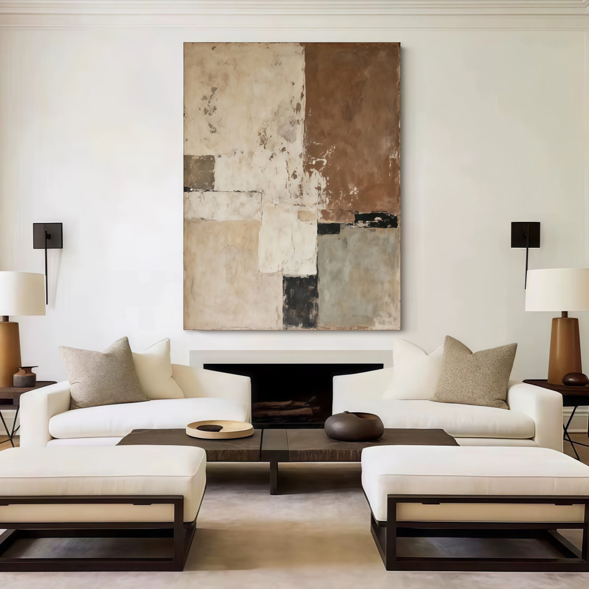 Wall Art Decor: Hand-Painted Wabi-Sabi Oil Painting for Modern Spaces