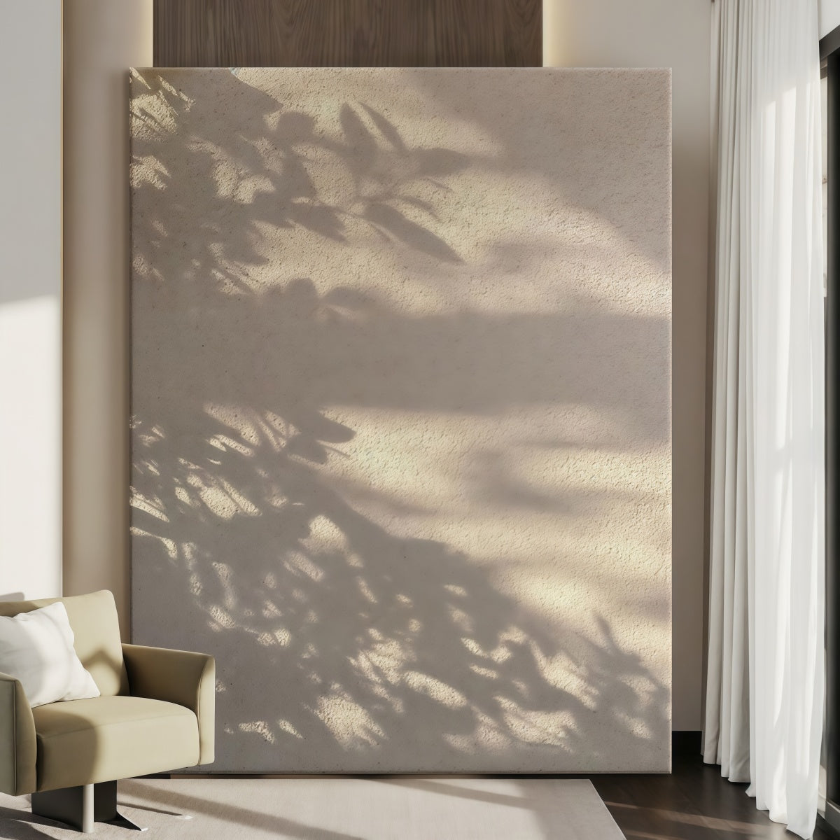 Modern Wabi-Sabi Landscape Painting With Tree Shadows Decorative Painting For Entryway Background Wall Living Room Artistic Texture Hand-Painted Oil Painting