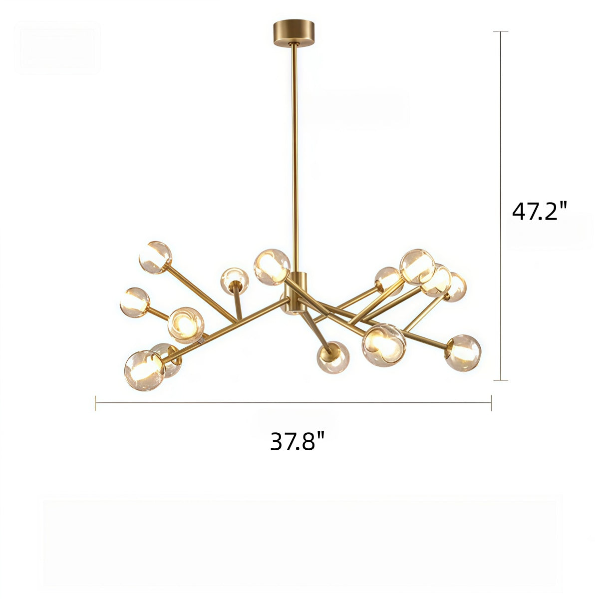 Modern Minimalist All-Copper and Glass Molecular Chandelier for Living Room