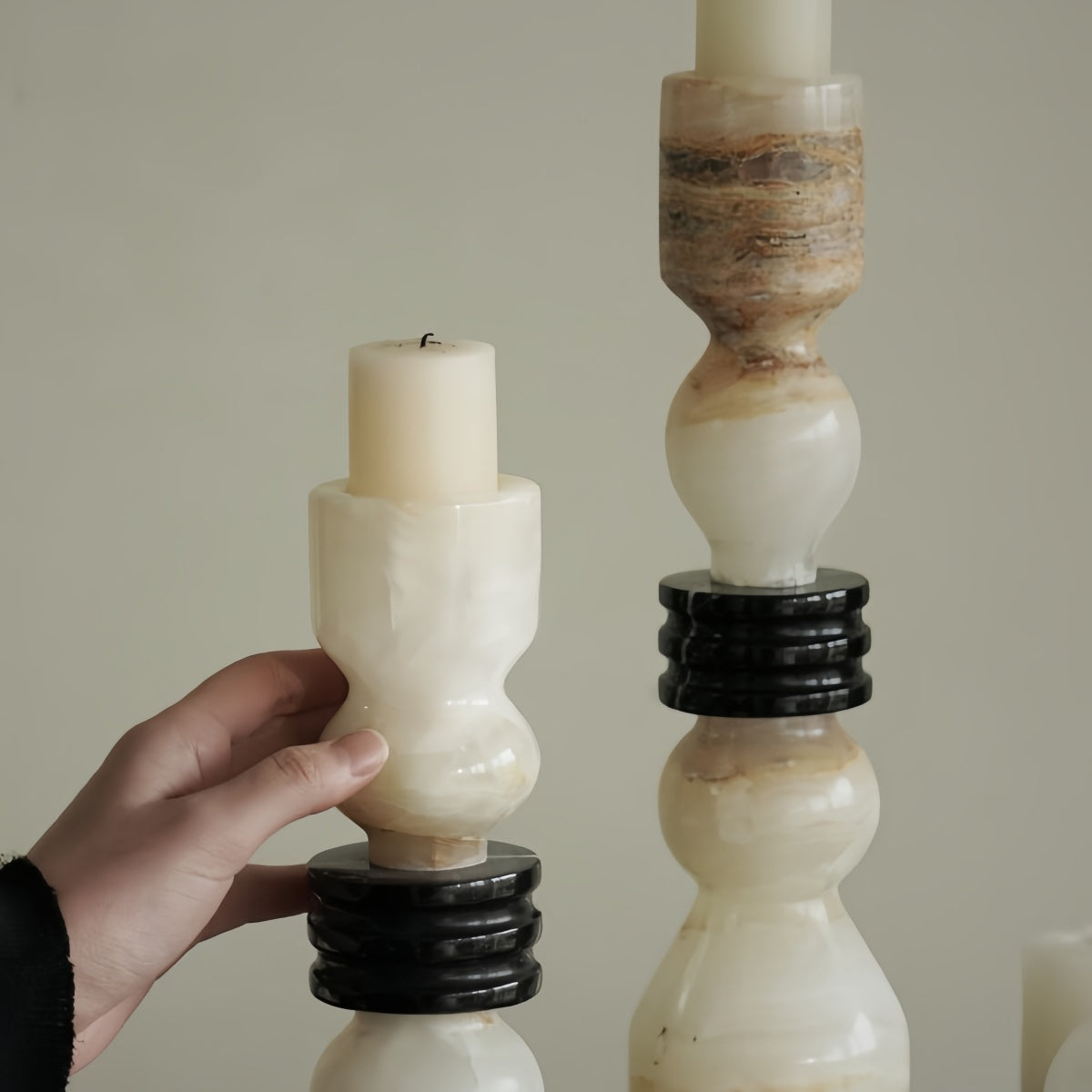 Vintage Candlestick Ornament Jade High-End Creative Living Room And Dining Table Decoration