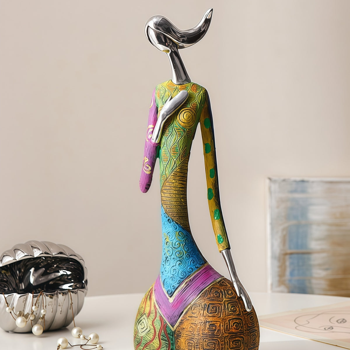 Vintage-Style Abstract Art Ornaments for Home Decor - Modern Retro Elegance
