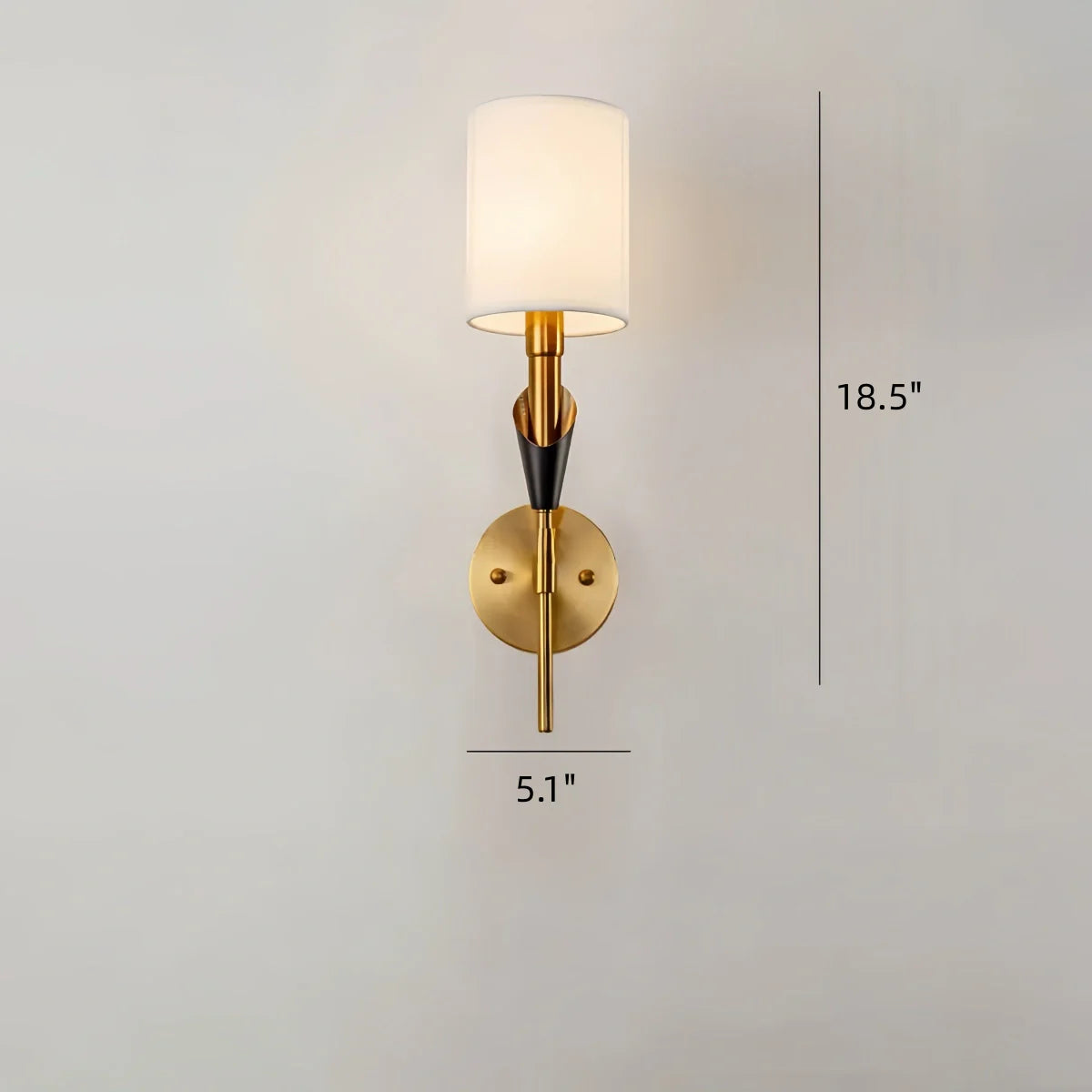 Postmodern Nordic style antique gold bronze wall lamp with handmade cloth shade and iron arm in living room interior