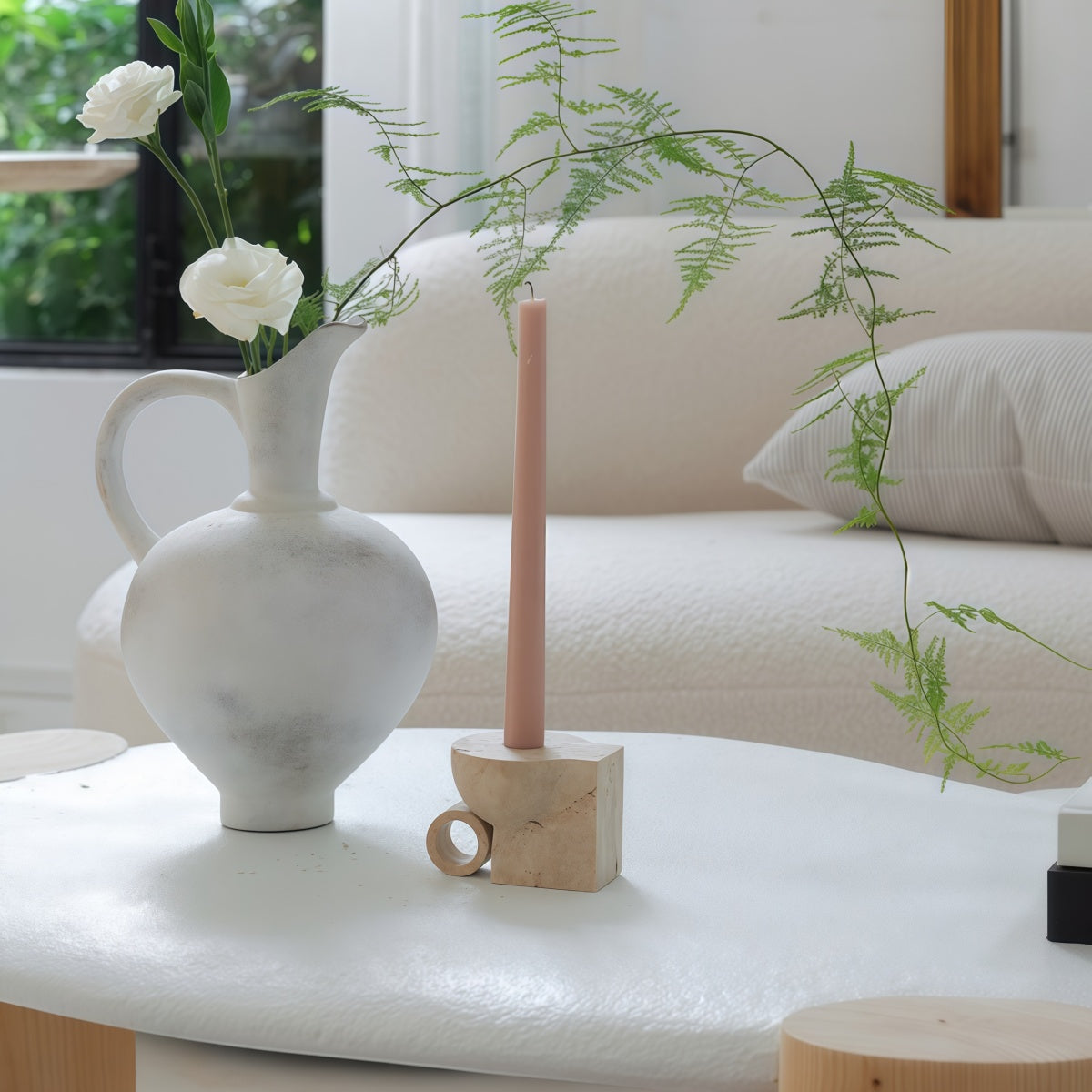 French-Style Natural Stone Candle Holder Marble Base For Scented Candles