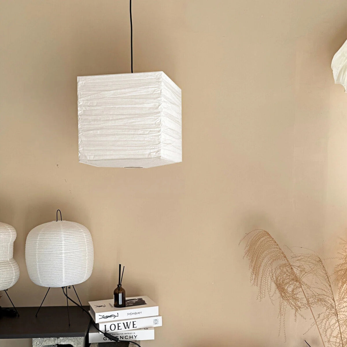 Paper Lantern Pendant Light - Japanese Vintage Wabi-Sabi Style Chandelier