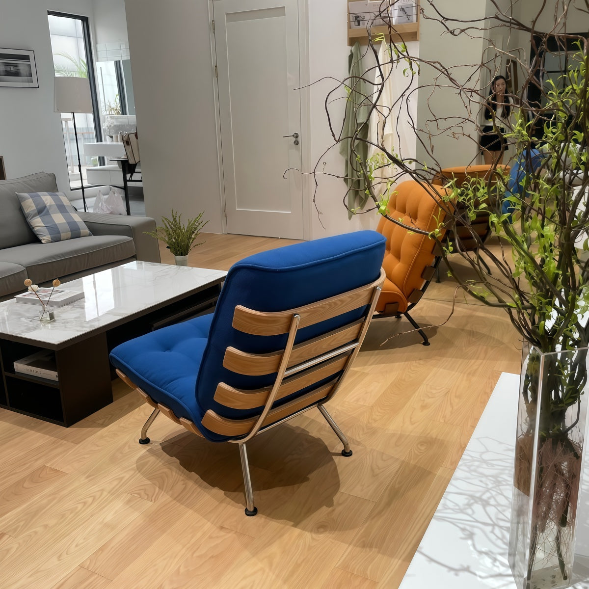 Italian Style Single Sofa Chair Home Living Room Bedroom Lounge Chair Retro Single Chair Minimalist Small Sofa