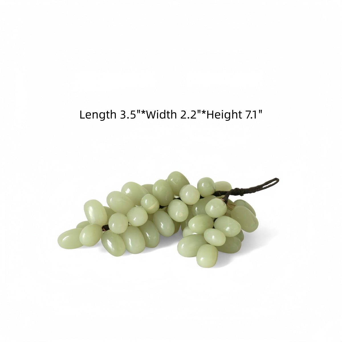 Natural Jade Grape Cluster ornament with smooth pale green jade beads arranged in an abstract grape cluster design.