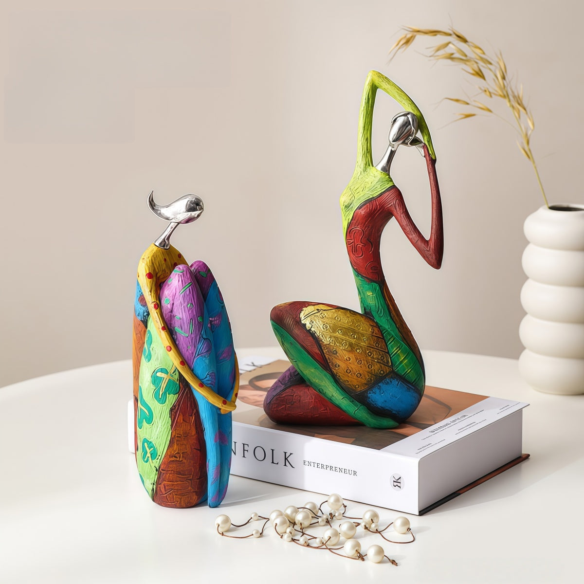 Vintage-Style Abstract Art Ornaments for Home Decor - Modern Retro Elegance