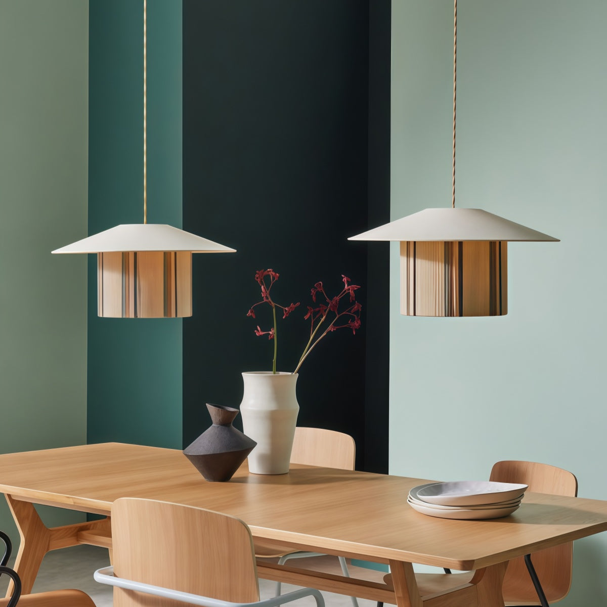 Woven Pendant Light - Vintage Solid Wood & Cotton Thread for Cozy Rooms