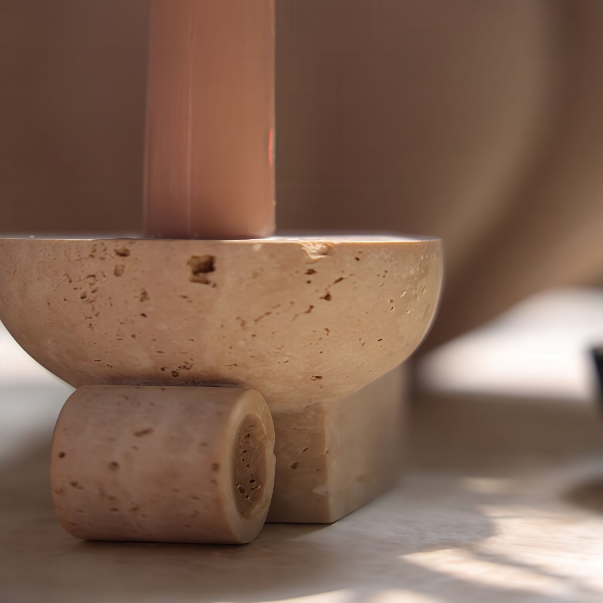 French-Style Natural Stone Candle Holder Marble Base For Scented Candles