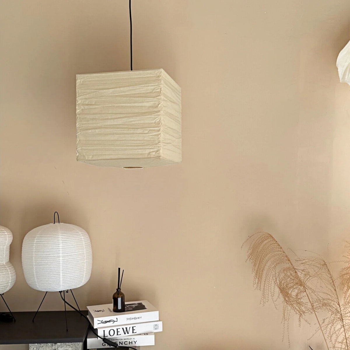 Paper Lantern Pendant Light - Japanese Vintage Wabi-Sabi Style Chandelier