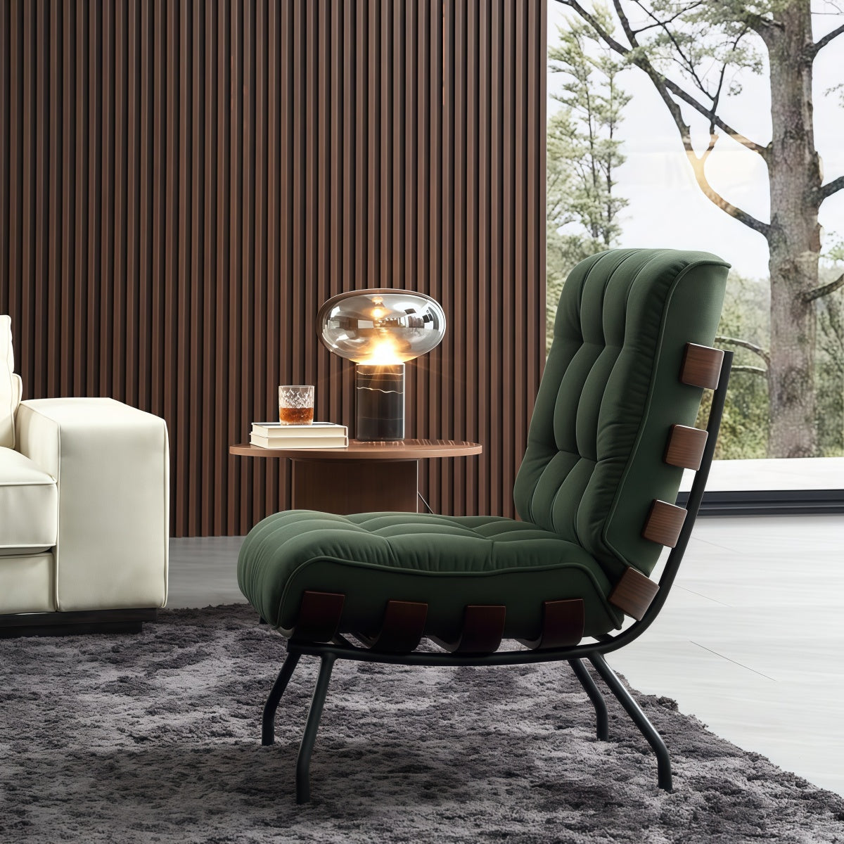 Italian Style Single Sofa Chair Home Living Room Bedroom Lounge Chair Retro Single Chair Minimalist Small Sofa