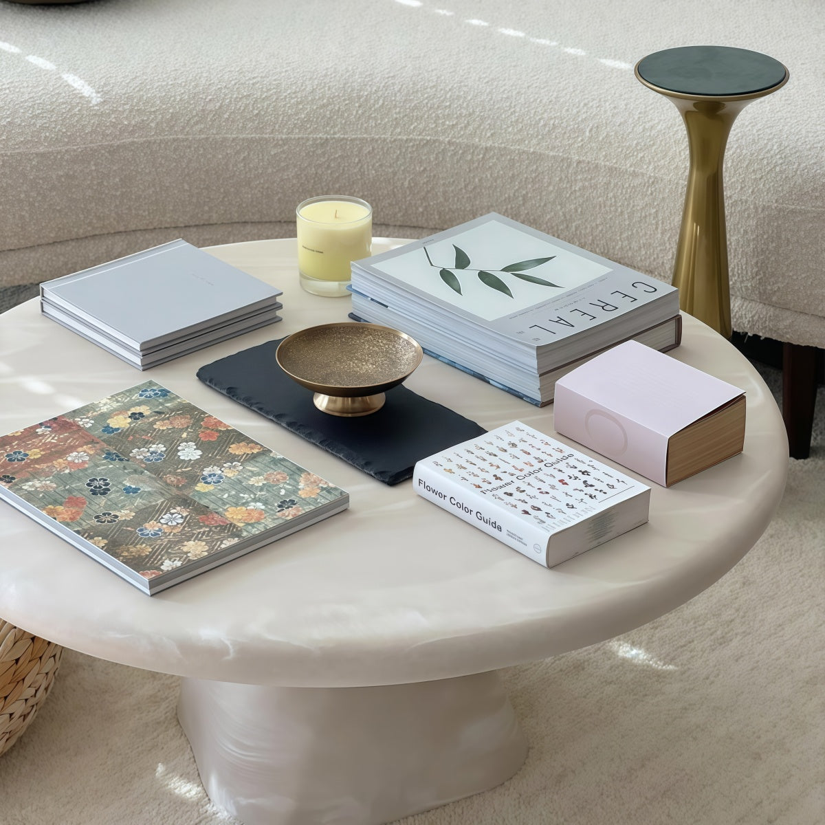 Round Coffee Table with Marble Pattern - Trendy Resin Living Room Decor