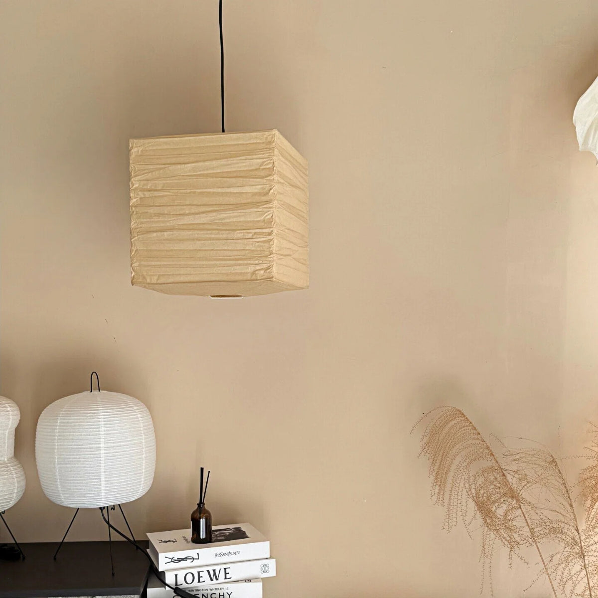 Paper Lantern Pendant Light - Japanese Vintage Wabi-Sabi Style Chandelier