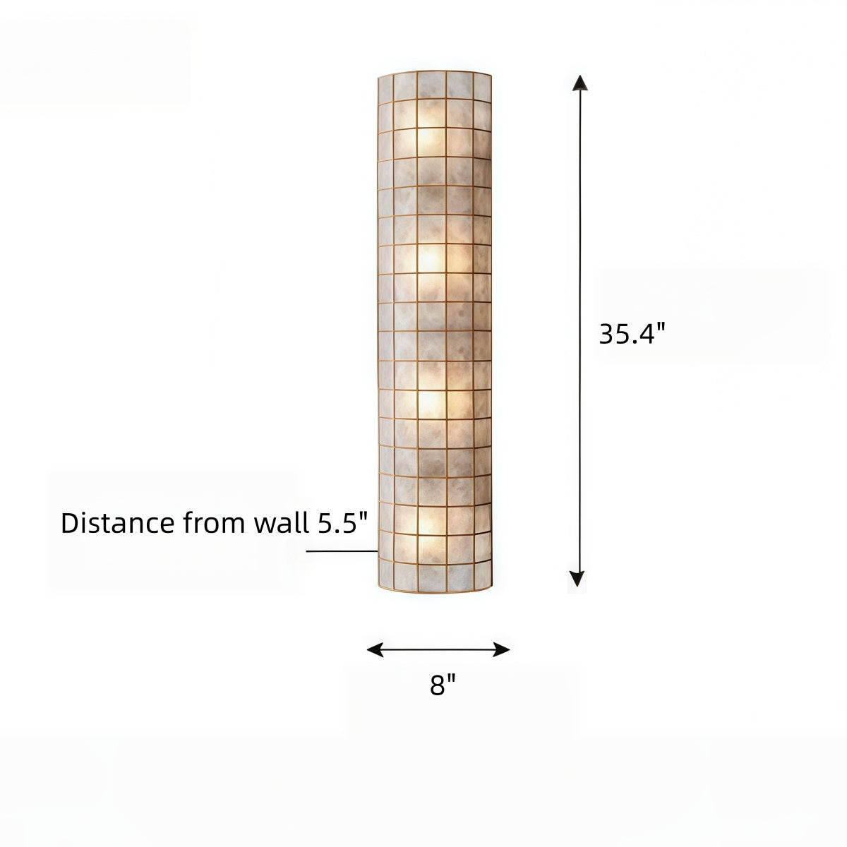 French Vintage-style Shell Wall Lamp with Brass Trim Hallway Ambient Light