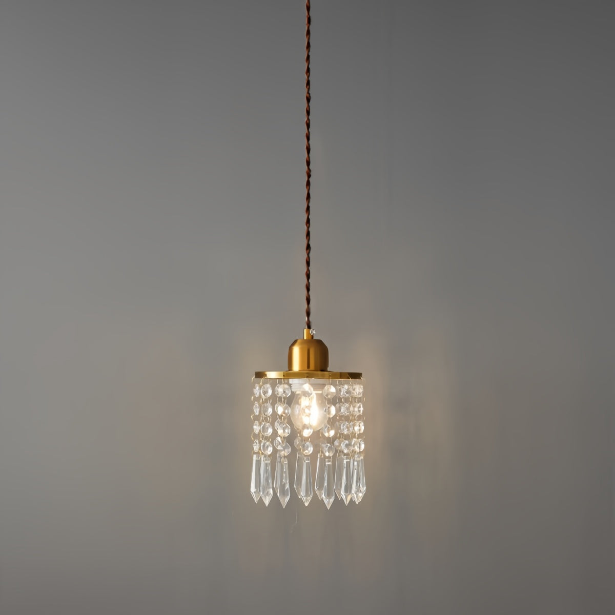 French seashell pendant light with crystal accents in gold finish for entryway and dining room decor