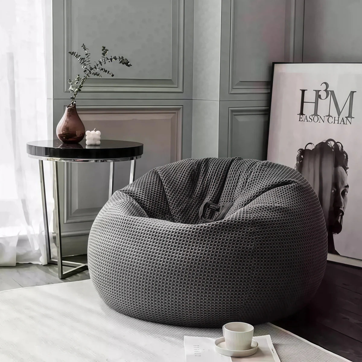 Beanbag Chair - Creative Waffle Beanbag Tatami Lounge Chair for Bedrooms